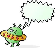 cartoon UFO with speech bubble vector