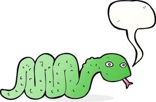 funny cartoon snake with speech bubble vector