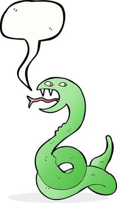 cartoon hissing snake with speech bubble