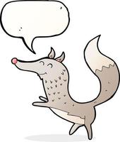 cartoon happy wolf with speech bubble vector