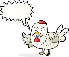 cartoon old rooster with speech bubble vector