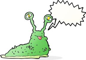 cartoon gross slug with speech bubble vector