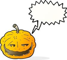 cartoon halloween pumpkin with speech bubble vector