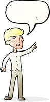 cartoon man pointing with speech bubble vector
