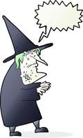 cartoon ugly old witch with speech bubble vector