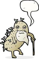 cartoon old potato with speech bubble vector