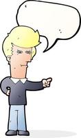 cartoon man pointing with speech bubble vector