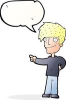 cartoon man pointing with speech bubble vector