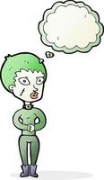 chica zombie de dibujos animados con burbujas de discurso vector