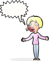 cartoon woman telling lies with speech bubble vector