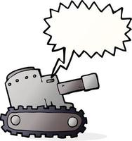 cartoon army tank with speech bubble vector