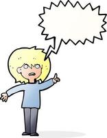 cartoon woman asking question with speech bubble vector