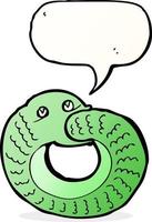 cartoon snake eating own tail with speech bubble vector