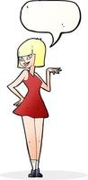 cartoon pretty woman with speech bubble vector