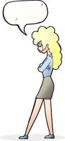 cartoon annoyed woman with speech bubble vector