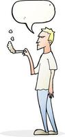 cartoon annoyed smoker with speech bubble vector