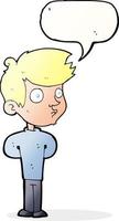 cartoon boy staring with speech bubble vector