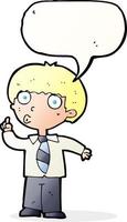 cartoon school boy with question with speech bubble vector