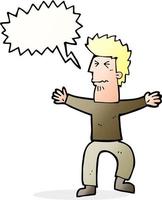 cartoon stressed out man with speech bubble vector