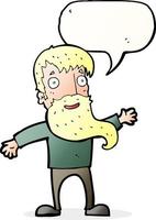 cartoon man with beard waving with speech bubble vector