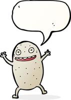 cartoon happy potato with speech bubble vector