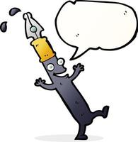 cartoon pen character with speech bubble vector