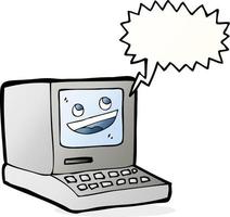 cartoon old computer with speech bubble vector