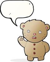 cartoon unhappy teddy bear with speech bubble vector