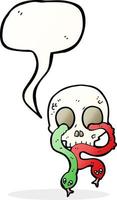 cartoon skull with snakes with speech bubble vector