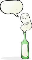 cartoon ghost in bottle with speech bubble vector