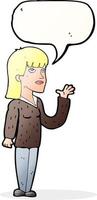 cartoon woman explaining with speech bubble vector