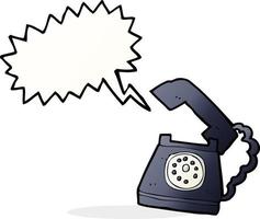 cartoon ringing telephone with speech bubble vector