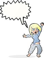 cartoon frightened woman with speech bubble vector