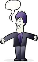 cartoon vampire man with speech bubble vector