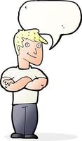 cartoon muscular man with speech bubble vector