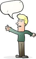 cartoon man reaching with speech bubble vector