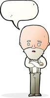 cartoon worried old man with speech bubble vector