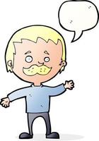 cartoon man with mustache waving with speech bubble vector