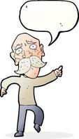 cartoon sad old man pointing with speech bubble vector