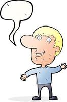 cartoon waving man with speech bubble vector