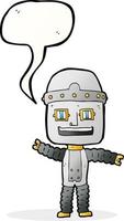 cartoon waving robot with speech bubble vector