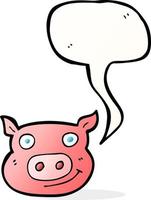 cartoon pig face with speech bubble vector