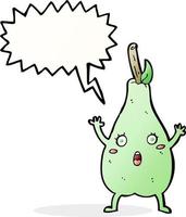 cartoon frightened pear with speech bubble vector