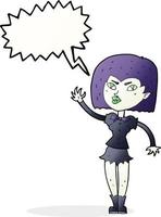 cartoon pretty vampire girl with speech bubble vector