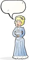 cartoon shocked victorian woman with speech bubble vector