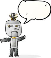 cartoon waving robot with speech bubble vector