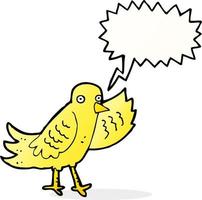 cartoon waving bird with speech bubble vector