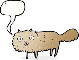 gato peludo de dibujos animados con burbujas de discurso vector