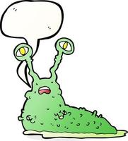 cartoon gross slug with speech bubble vector