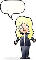 cartoon friendly business woman with speech bubble vector